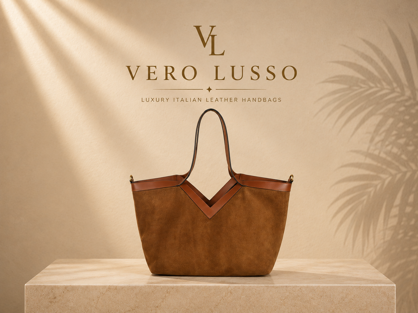 Suede V Shopping bag