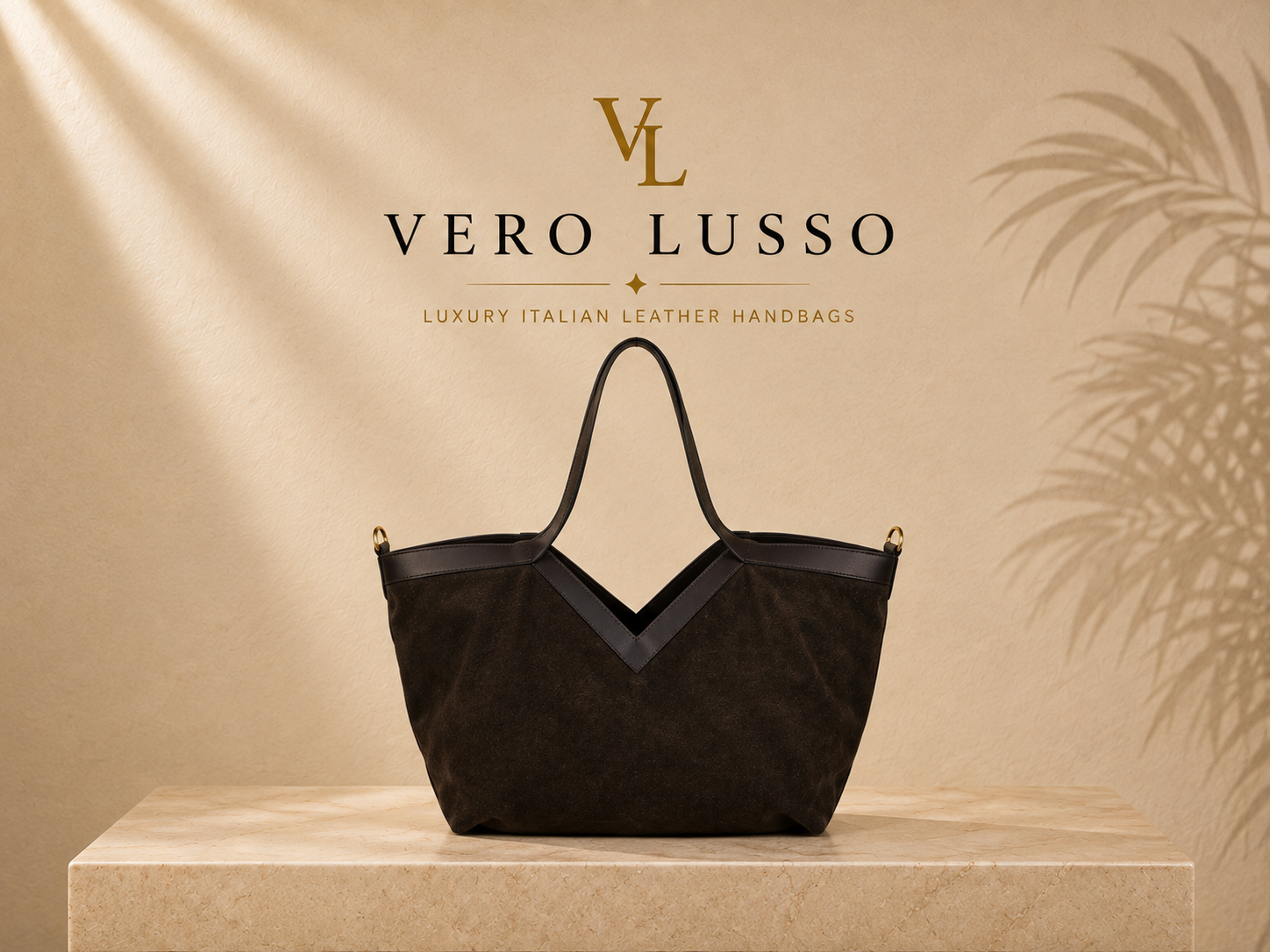 Suede V Shopping bag
