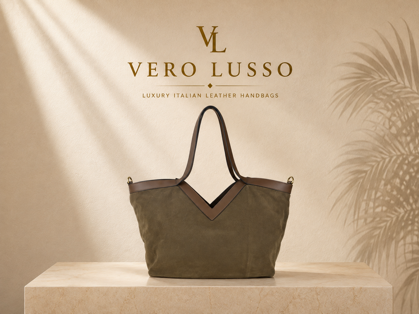 Suede V Shopping bag