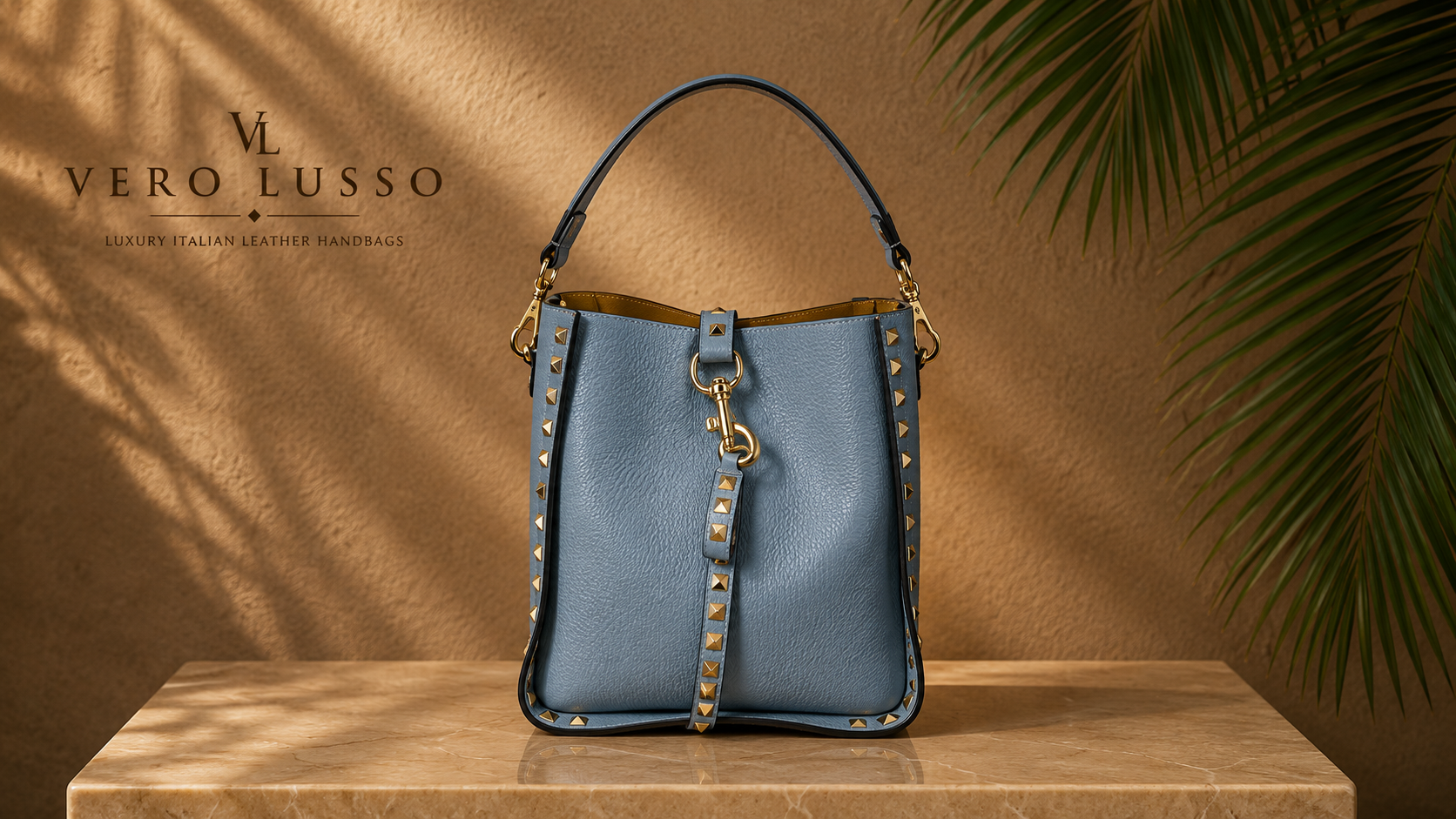 Shopper con pochette estraibile Piccola e Borchie Spike
