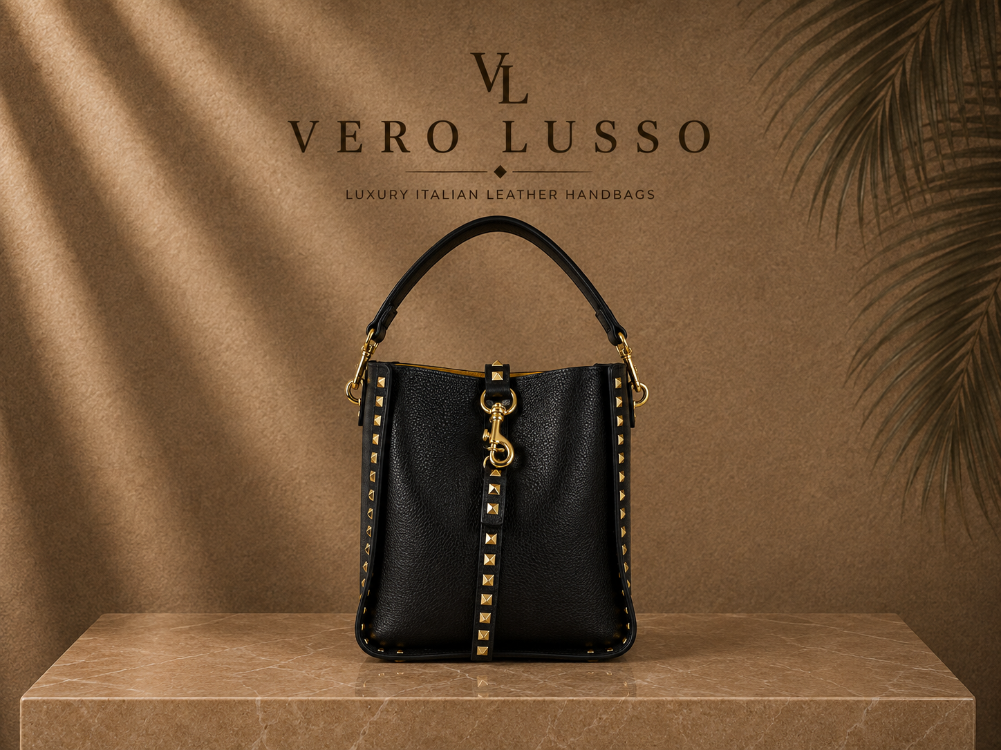 Shopper con pochette estraibile Piccola e Borchie Spike