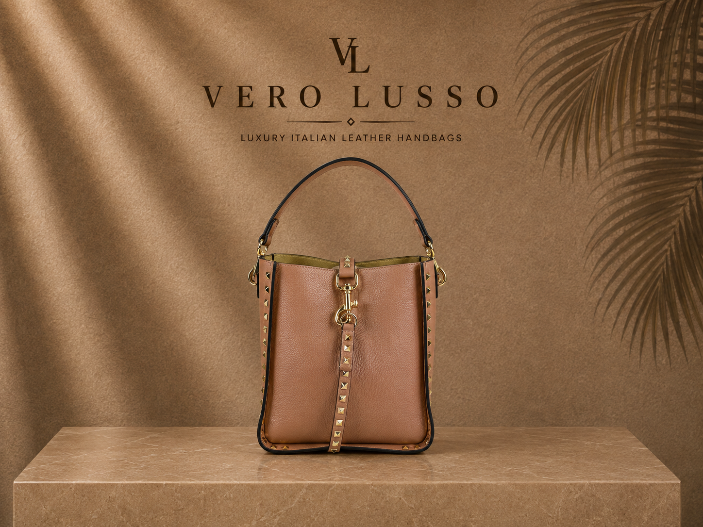 Shopper con pochette estraibile Piccola e Borchie Spike