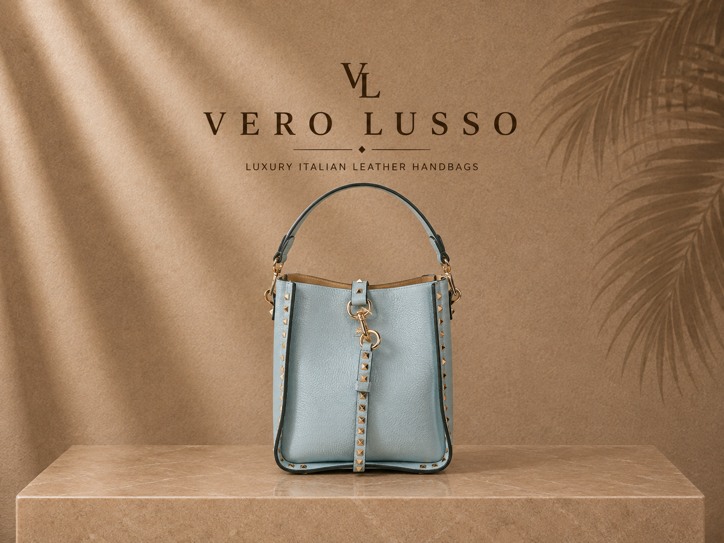 Shopper con pochette estraibile Piccola e Borchie Spike